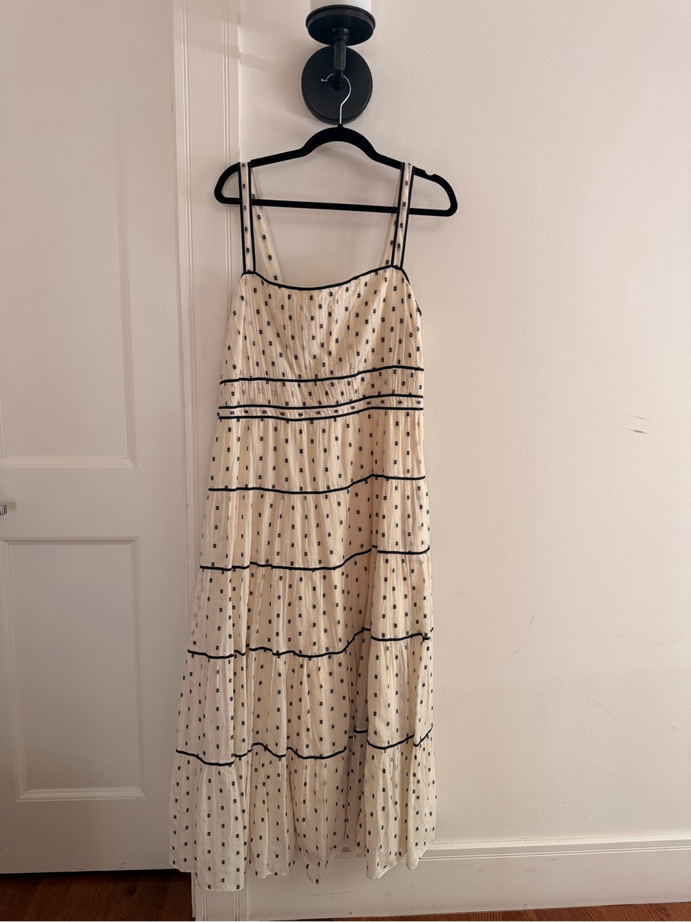 Ulla Johnson Cream Skirt with Black Dot Print